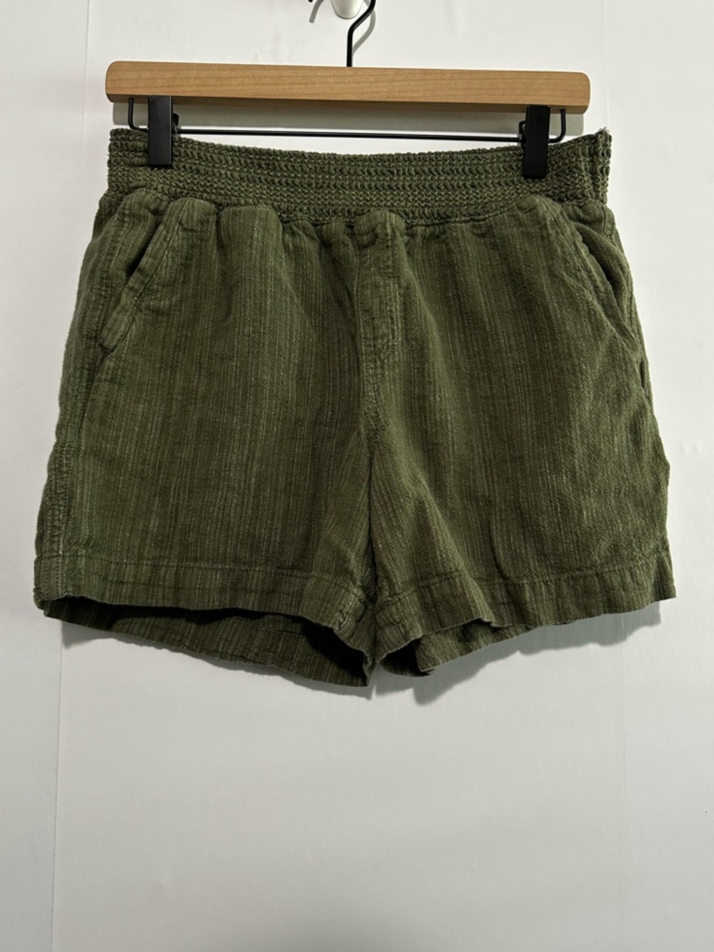 Briggs Olive Green Linen Pull On Shorts Size Medium
